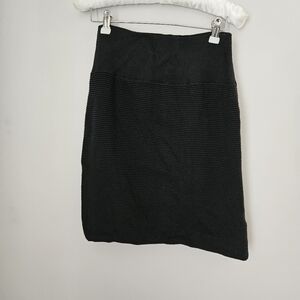 Eileen Fisher Black Ribbed Skirt Mini High Waisted Neutral Stretchy Casual Large